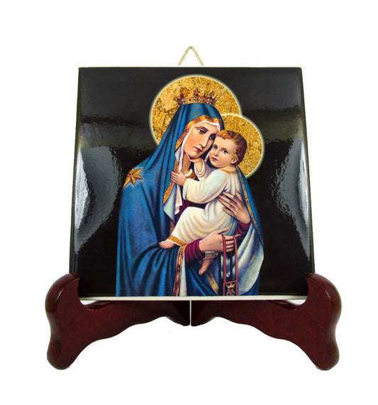 Our Lady of Carmel - religious gifts - catholic icon on ceramic tile - Virgin of Carmel - Our Lady of Mount Carmel - Virgin Mary icon holy